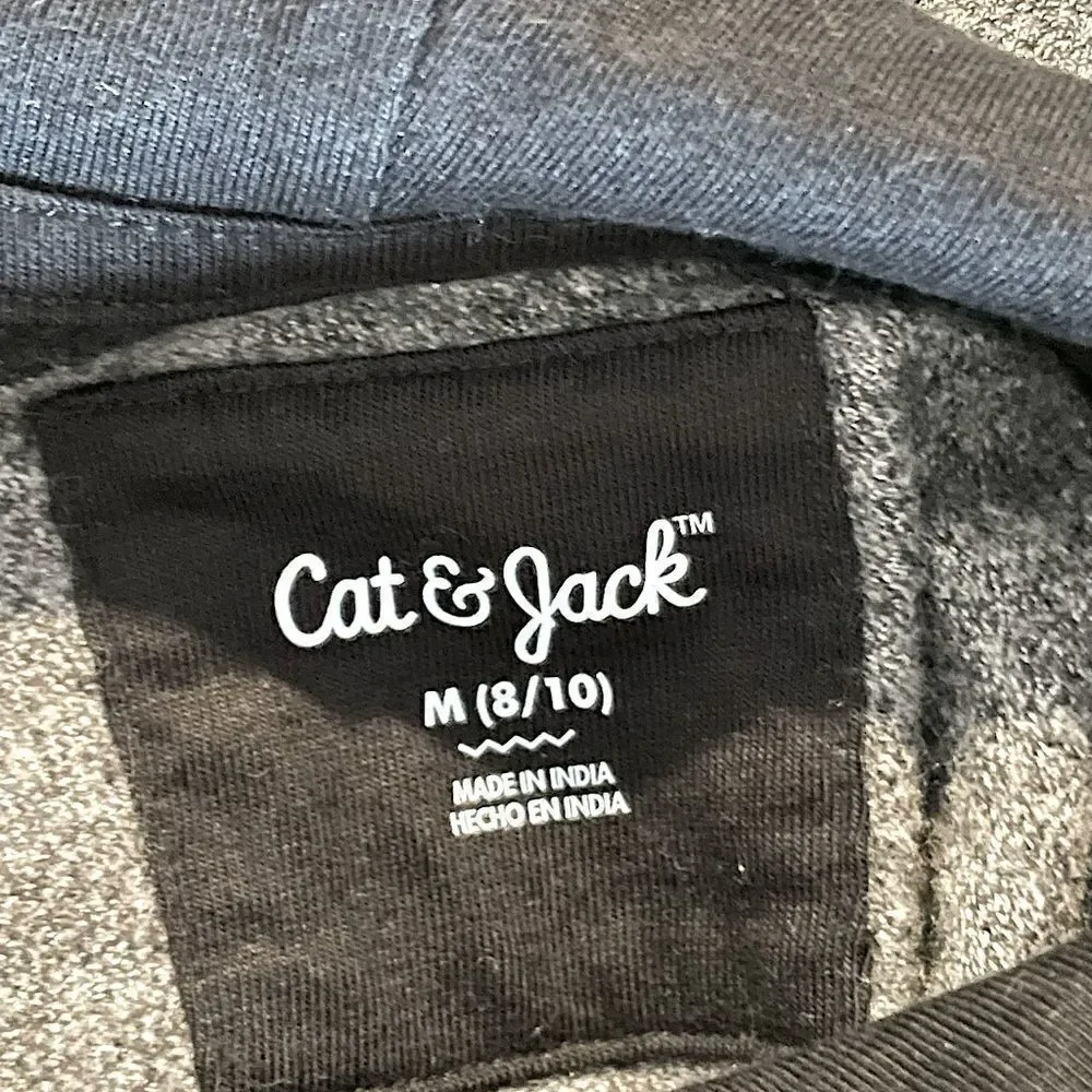 Cat & Jack Medium-Weight Gray/Black/Orange Hoodie. Size Medium.